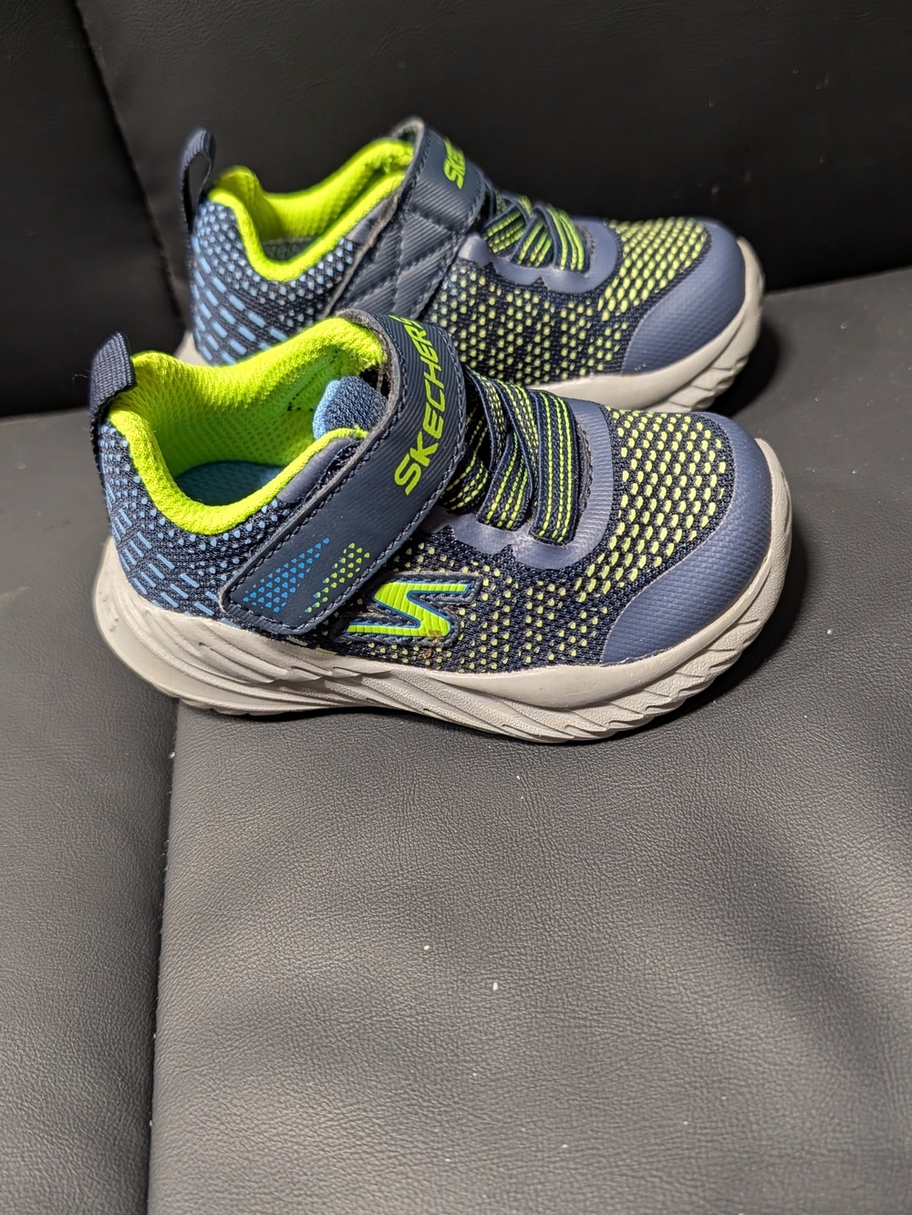 Skechers Kids' Navy and Lime Lightweight Athletic Sneakers